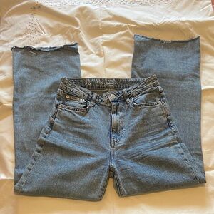 High waist wide leg medium blue clockhouse denim jeans size 26